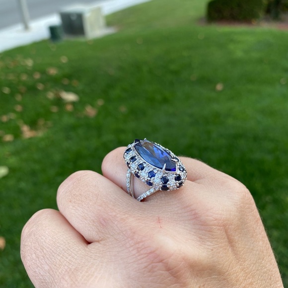 Tanzanite Diamond and Sapphire Ring GIA Certified - Picture 11 of 11